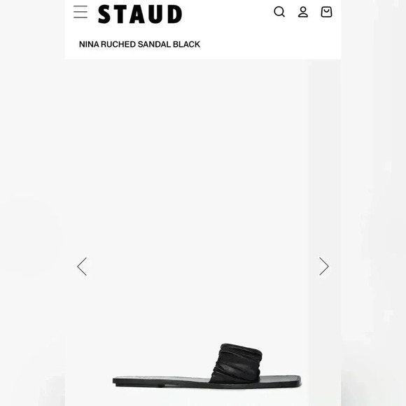 Staud NINA RUCHED SANDAL BLACK Size 9 $250 - Picture 3 of 7